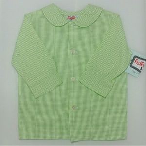 NWT RED BEANS 1T Green gingham button shirt